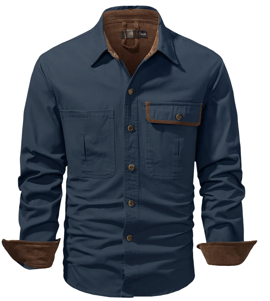 Chemise de travail pour homme | Détails bicolores | Coton résistant