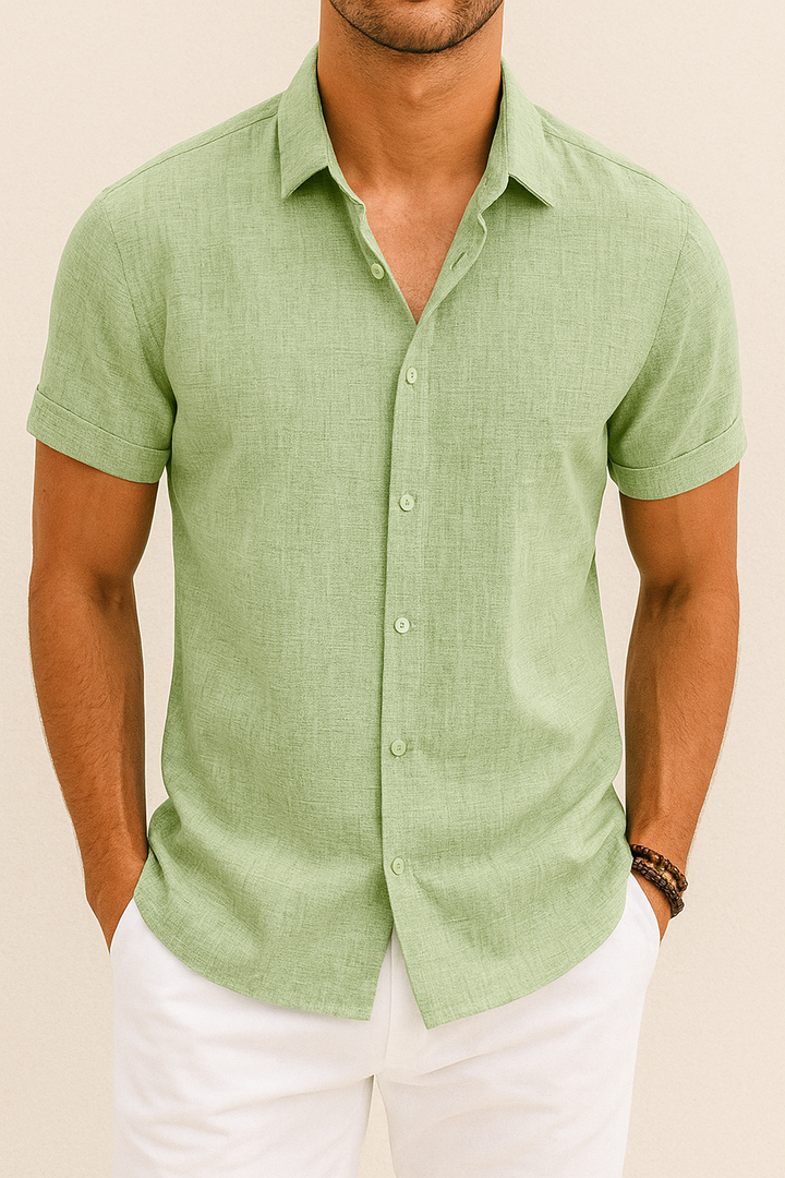Men's Button-Up Knit Shirt | Casual Short Sleeve | Textured Summer Essential