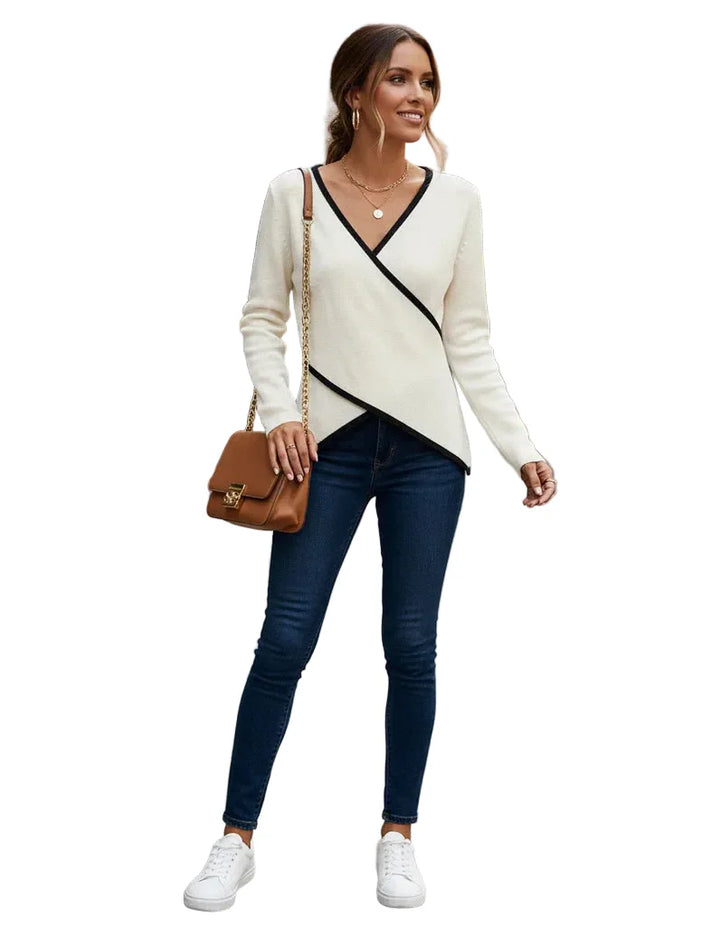 Women’s Elegant Wrap Knit Top with V-Neck