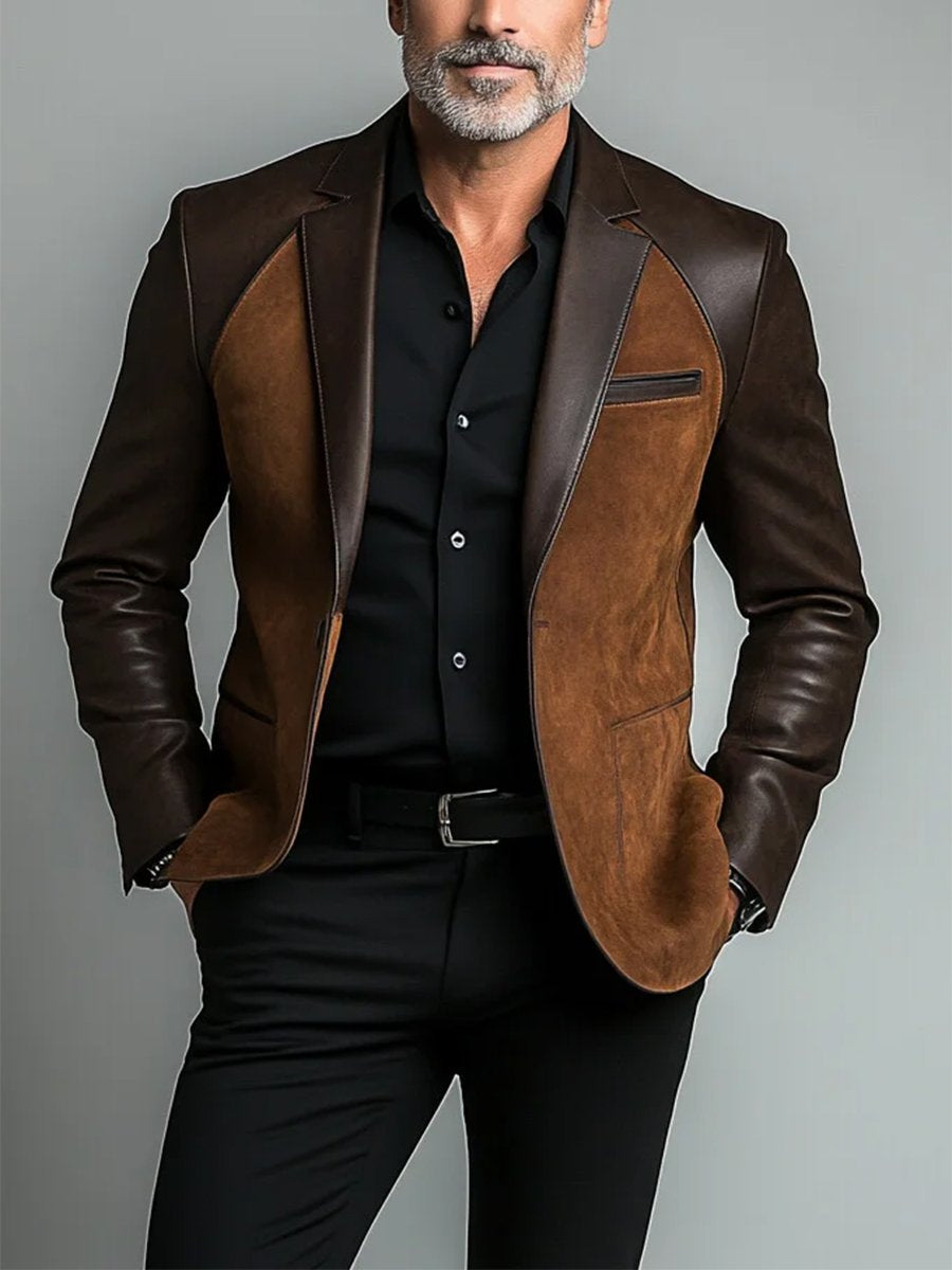 Men’s Faux Suede Blazer | Two-Tone Dress Jacket | Smart Casual Canada