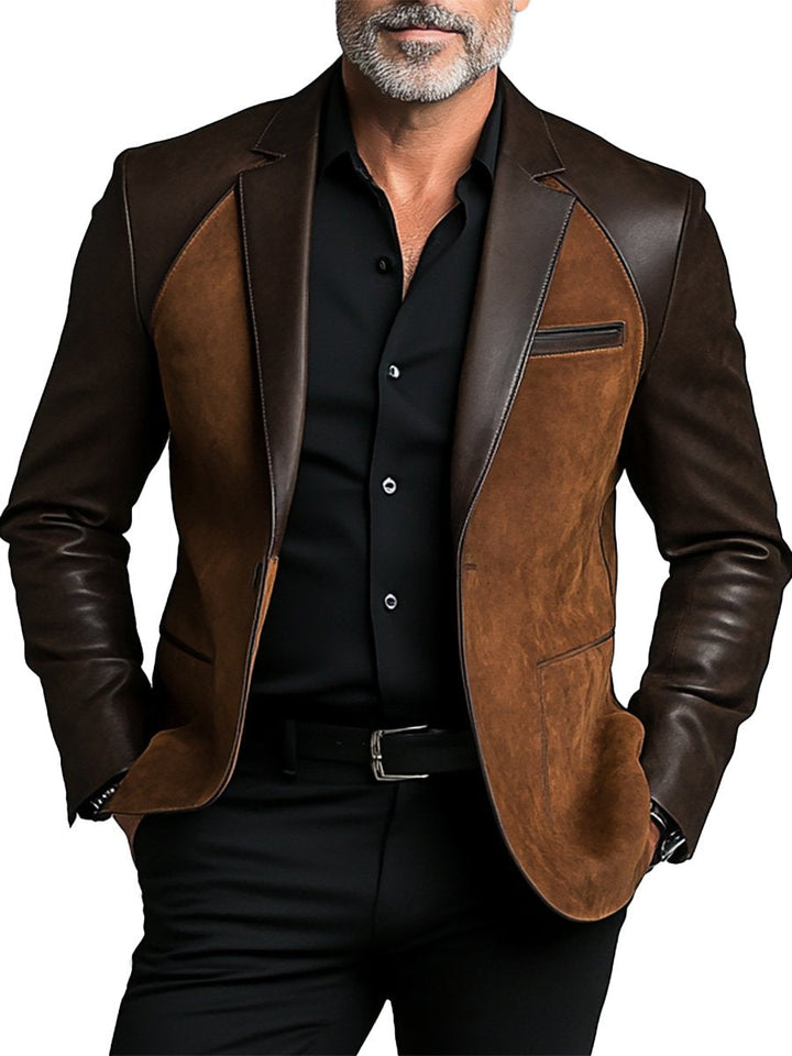 Men’s Faux Suede Blazer | Two-Tone Dress Jacket | Smart Casual Canada