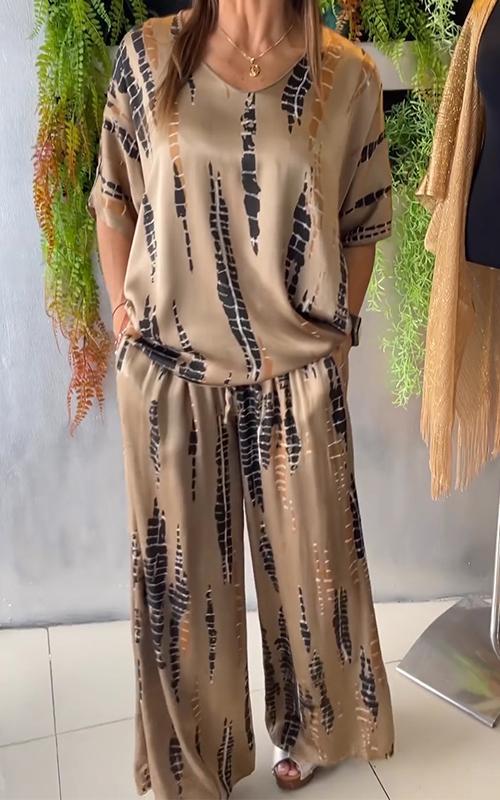 Iria - Casual Satin Crew Neck Set