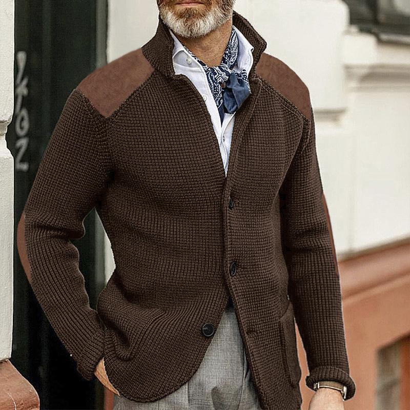 Men's Textured Knit Blazer Jacket | Faux Suede Accents | Fall Layering Piece