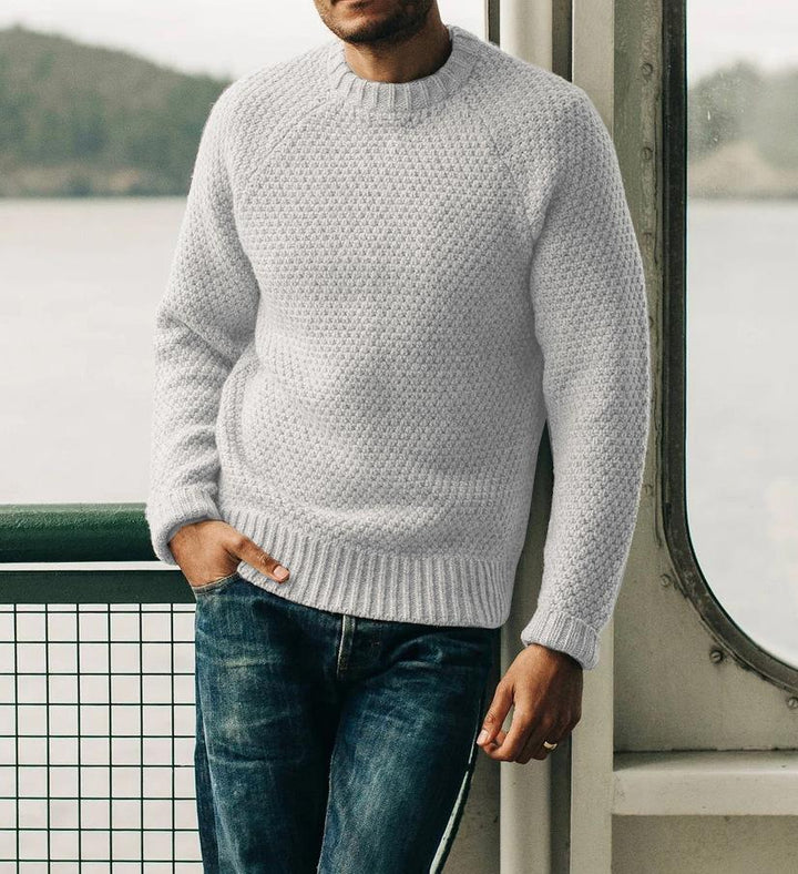 Men’s Textured Knit Crewneck | Classic Pullover Sweater | Midweight Everyday Layer