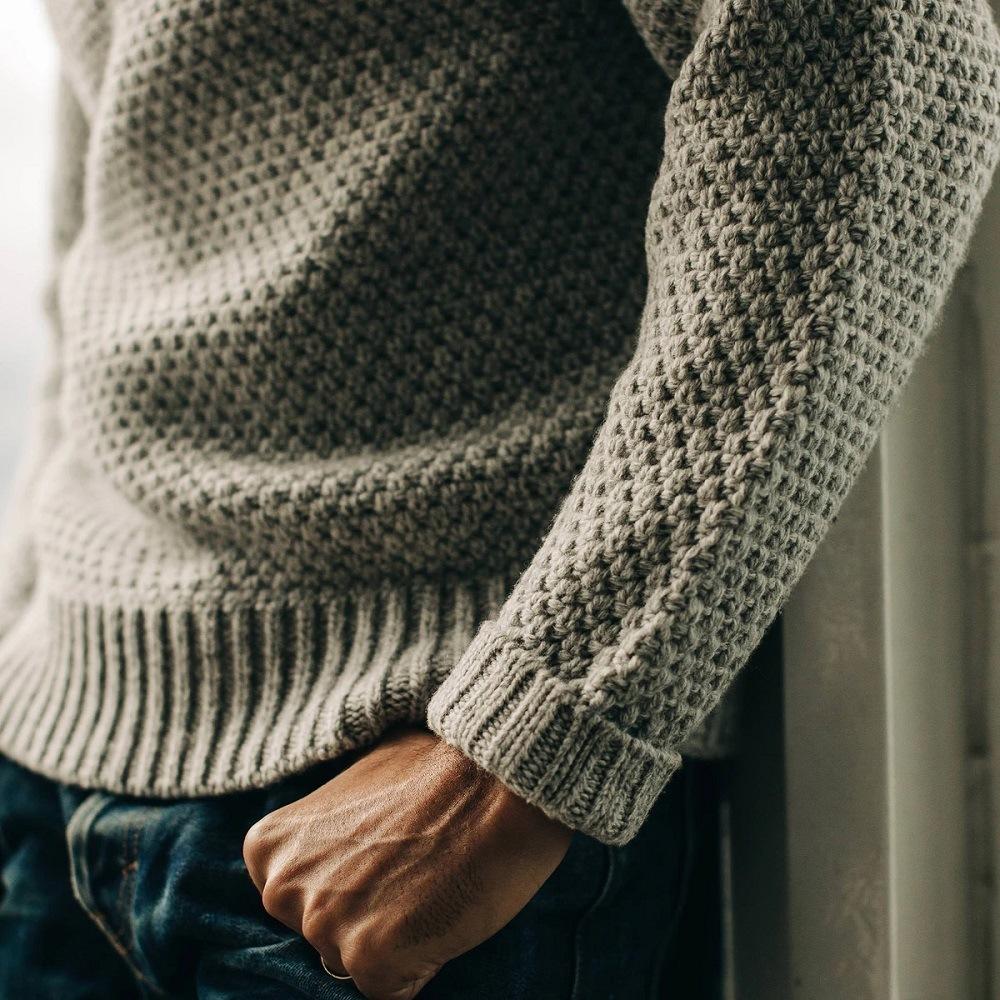 Men’s Textured Knit Crewneck | Classic Pullover Sweater | Midweight Everyday Layer