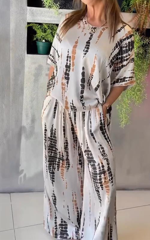 Iria - Casual Satin Crew Neck Set