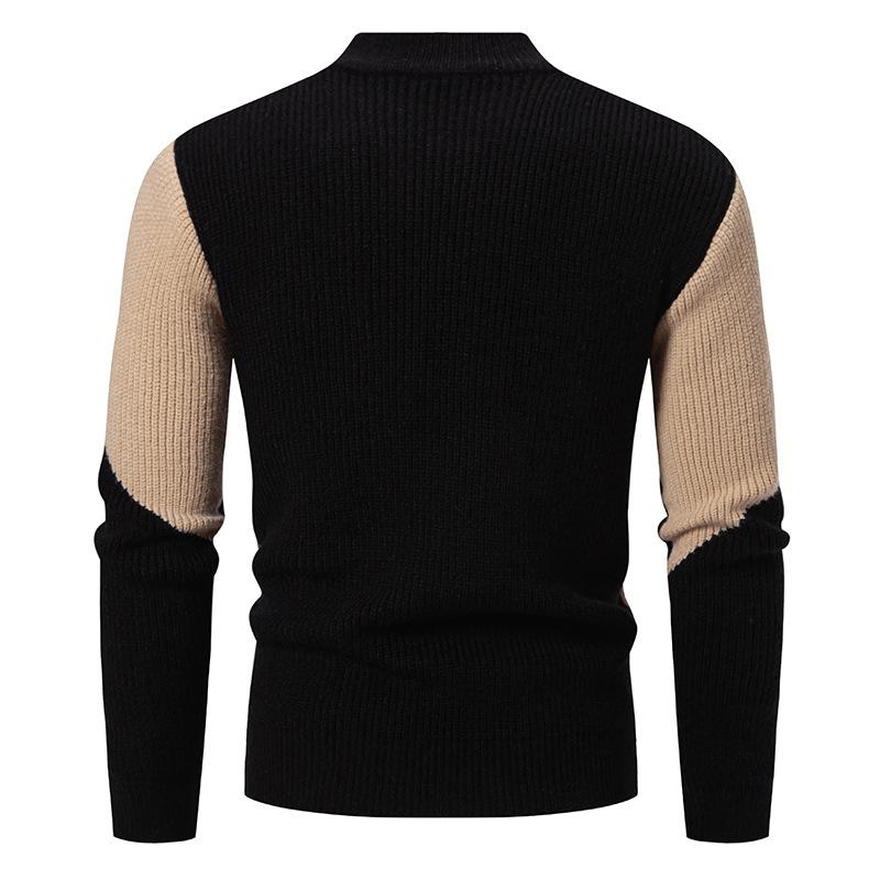 Men’s Colourblock Ribbed Knit Turtleneck | Bold Contrast Sweater