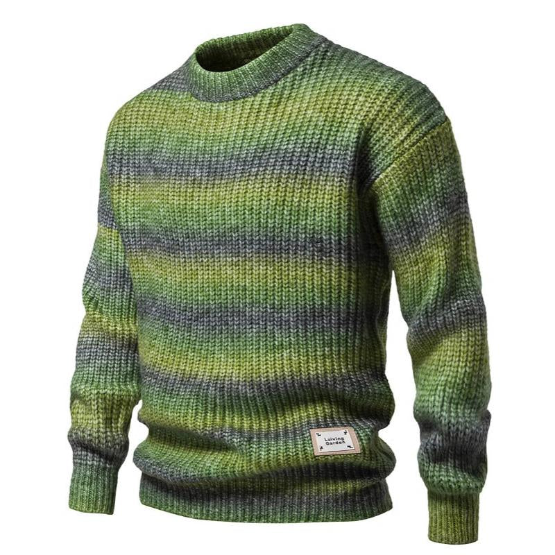 Men’s Gradient Knit Crewneck Sweater | Soft Striped Pullover for Fall