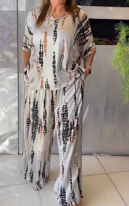 Iria - Casual Satin Crew Neck Set