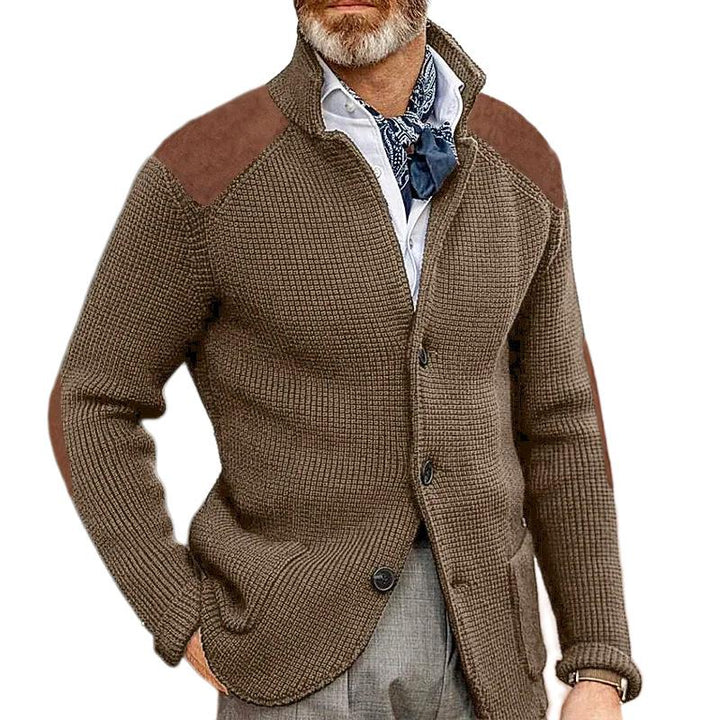Men's Textured Knit Blazer Jacket | Faux Suede Accents | Fall Layering Piece