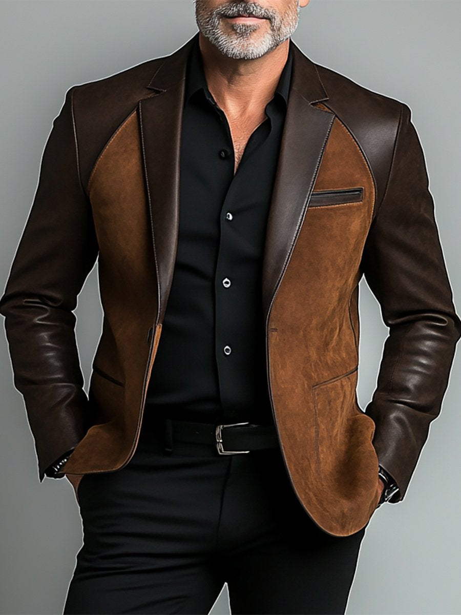 Men’s Faux Suede Blazer | Two-Tone Dress Jacket | Smart Casual Canada