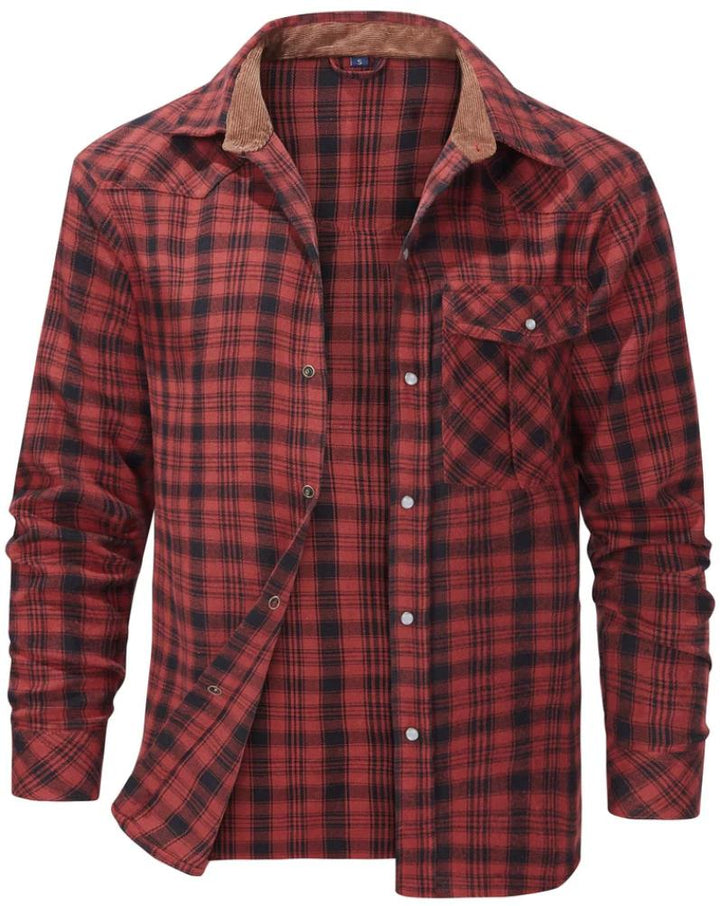 Chemise à carreaux en flanelle pour homme | Boutonnée | Indispensable pour superposer les vêtements décontractés