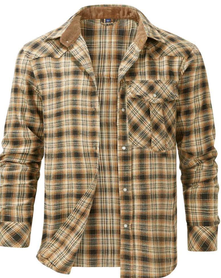 Chemise à carreaux en flanelle pour homme | Boutonnée | Indispensable pour superposer les vêtements décontractés