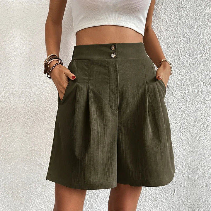 Pleated High-Waist Shorts | Relaxed Fit