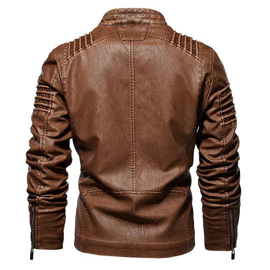 Men’s Faux Leather Biker Jacket | Quilted Sleeves | Slim Fit Outerwear