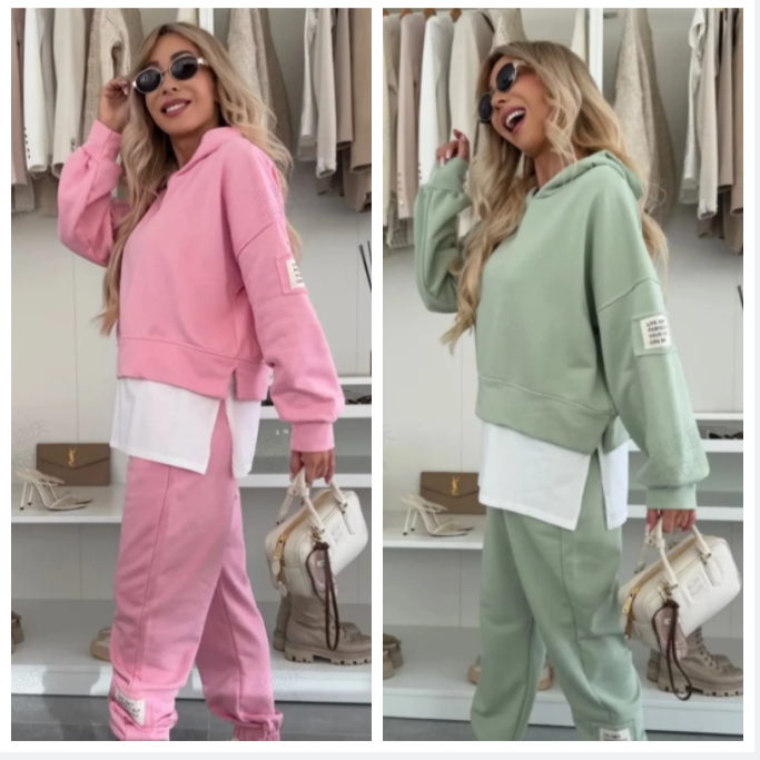 Philippine - Patchwork Hooded Sweatshirt Set