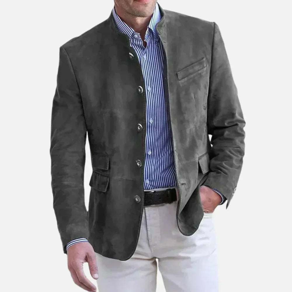 Men’s Suede-Style Blazer | Lightweight Smart Jacket | Modern Workwear Layer