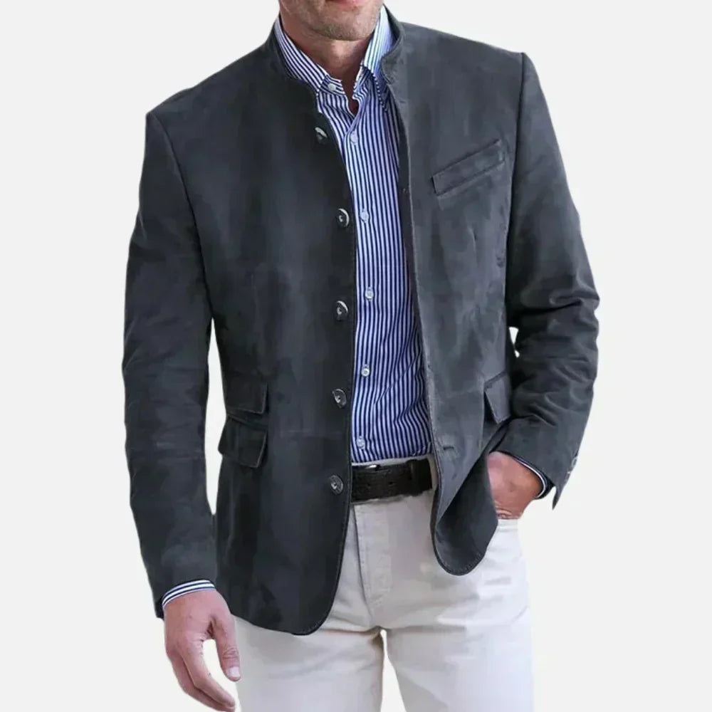 Men’s Suede-Style Blazer | Lightweight Smart Jacket | Modern Workwear Layer