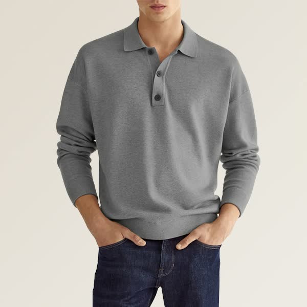 Men’s Long Sleeve Polo Shirt | Lightweight Knit | Smart-Casual Staple