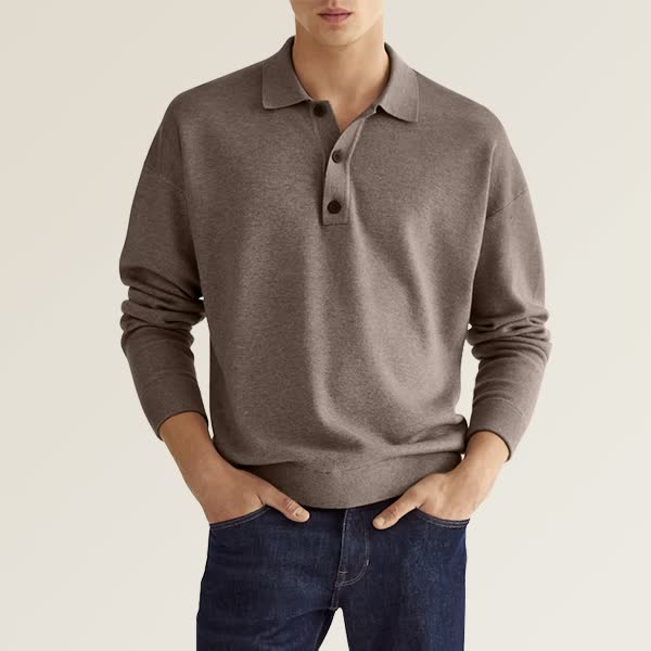 Men’s Long Sleeve Polo Shirt | Lightweight Knit | Smart-Casual Staple
