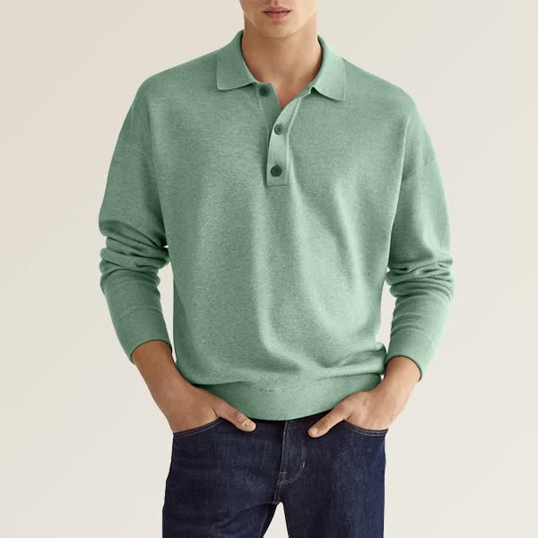Men’s Long Sleeve Polo Shirt | Lightweight Knit | Smart-Casual Staple