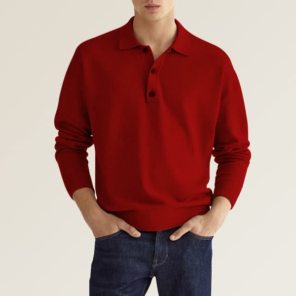 Men’s Long Sleeve Polo Shirt | Lightweight Knit | Smart-Casual Staple