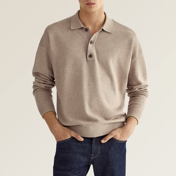 Men’s Long Sleeve Polo Shirt | Lightweight Knit | Smart-Casual Staple