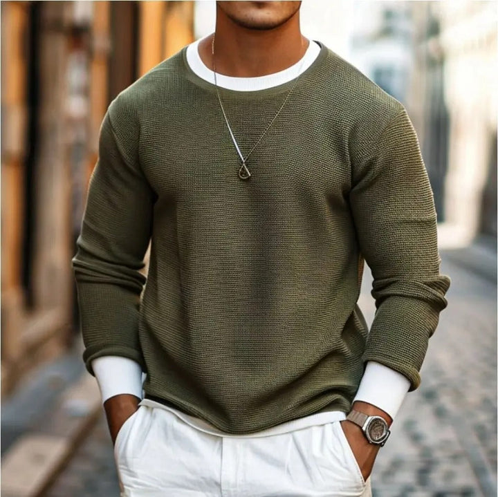 Textured Knit Crewneck Sweater | Lightweight Cotton Blend | Elevated Everyday Layer