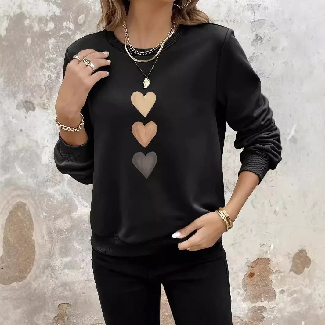 Belle - Women's Sweatshirt with Three Hearts Print