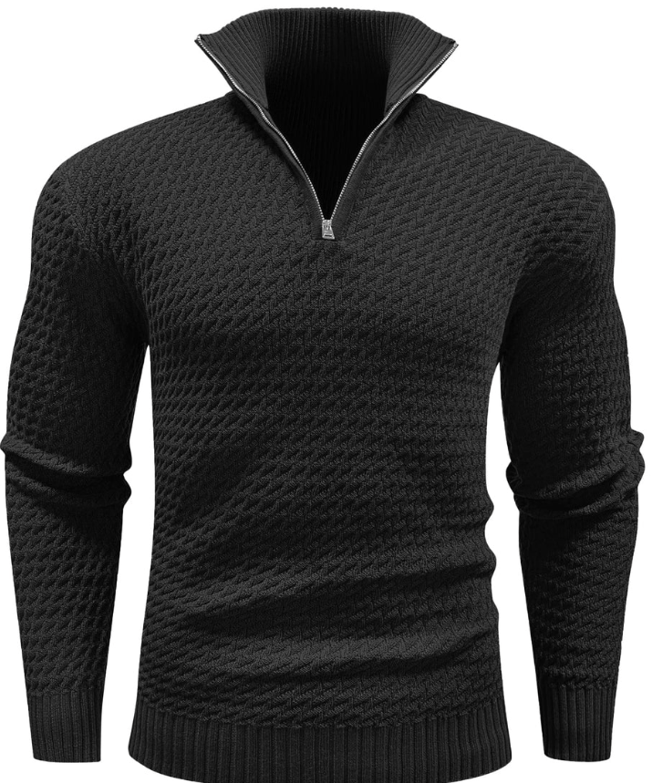 Men’s Textured Half-Zip Sweater | Ribbed Knit Pullover | Smart Casual Layer