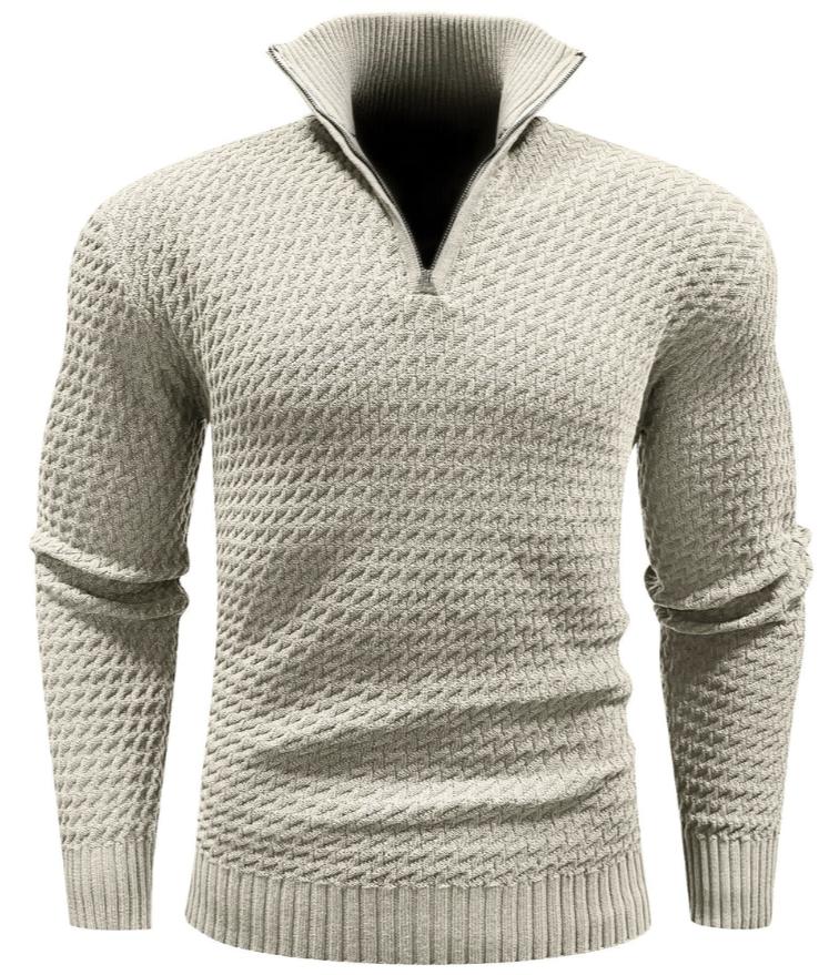 Men’s Textured Half-Zip Sweater | Ribbed Knit Pullover | Smart Casual Layer