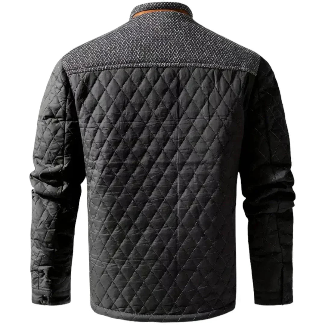 Men’s Quilted Utility Jacket | Mixed Fabric Panels | Fall Layering Essential