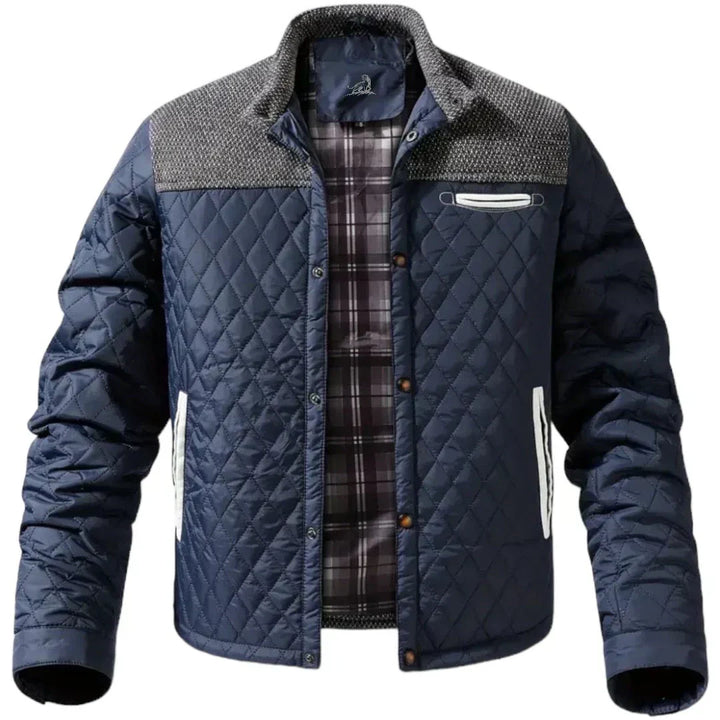 Men’s Quilted Utility Jacket | Mixed Fabric Panels | Fall Layering Essential