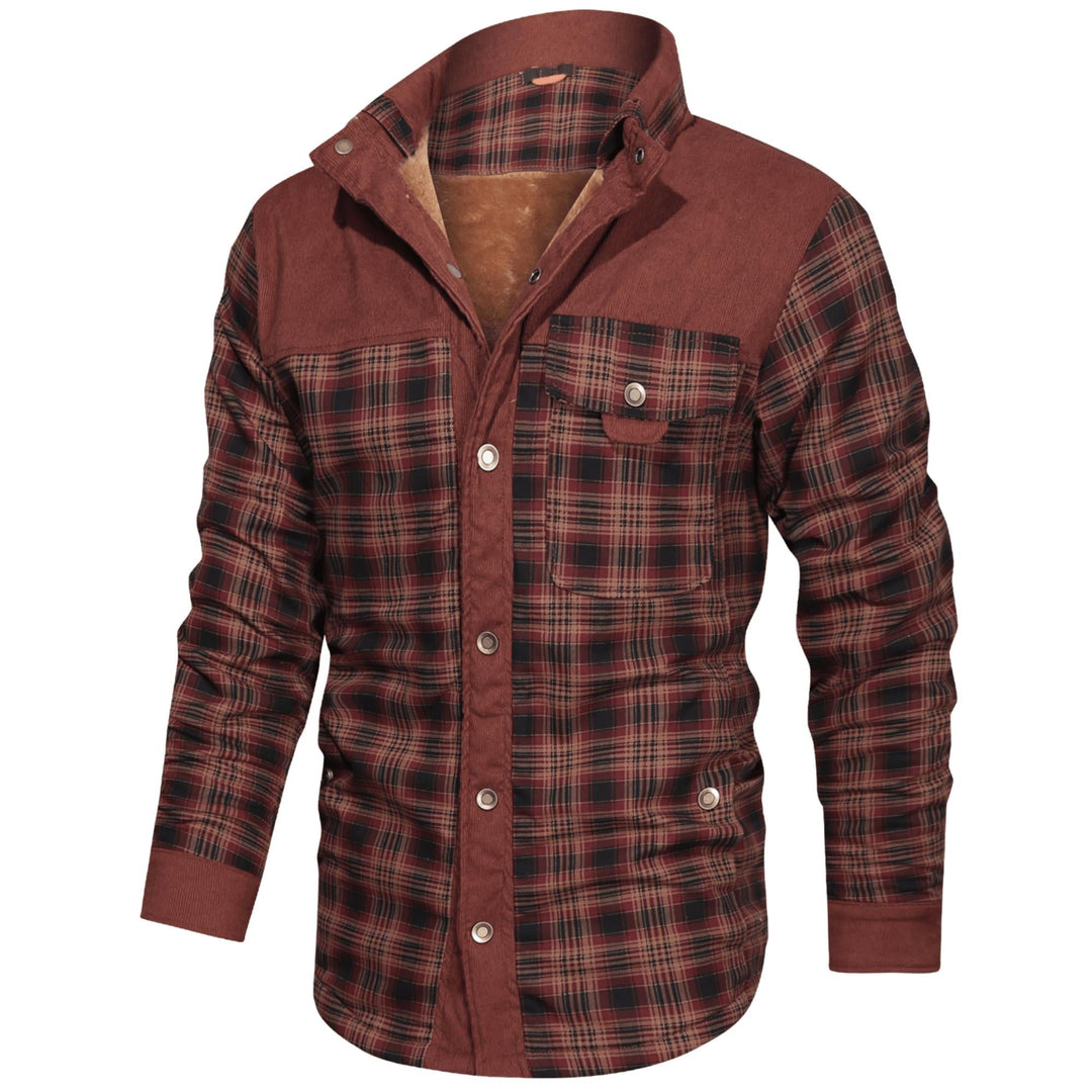 Men’s Plaid Overshirt | Contrast Yoke Shirt Jacket | Brushed Casual Layer