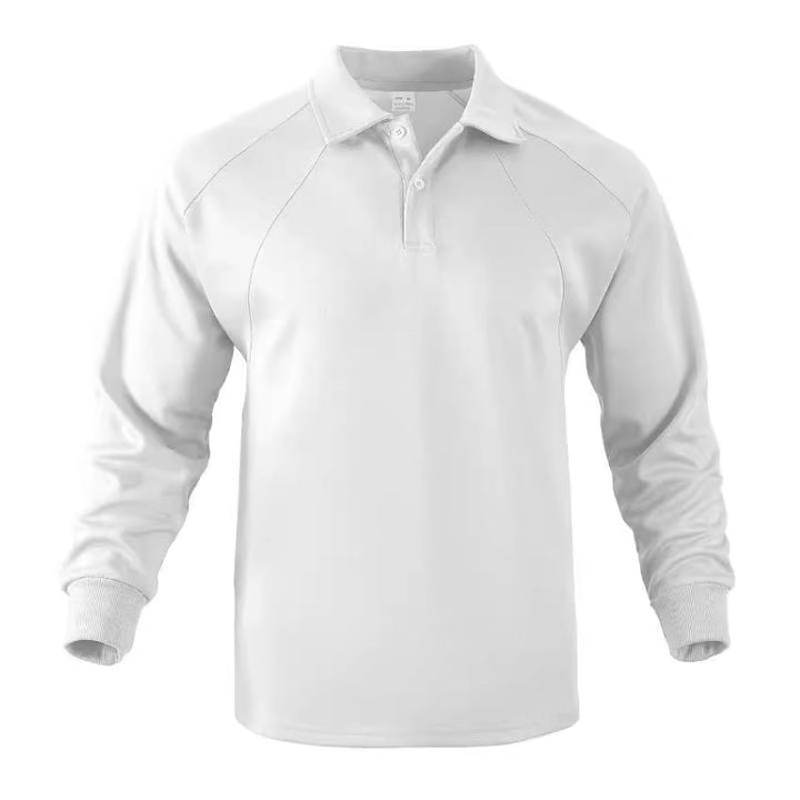 Long Sleeve Rugby Polo Shirt | Ribbed Cuffs & Athletic Stitching | Smart Casual Staple