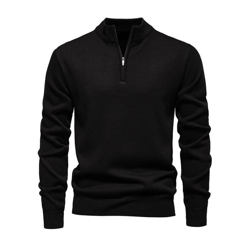 Men’s Quarter-Zip Cotton Blend Pullover | Lightweight Casual Sweater