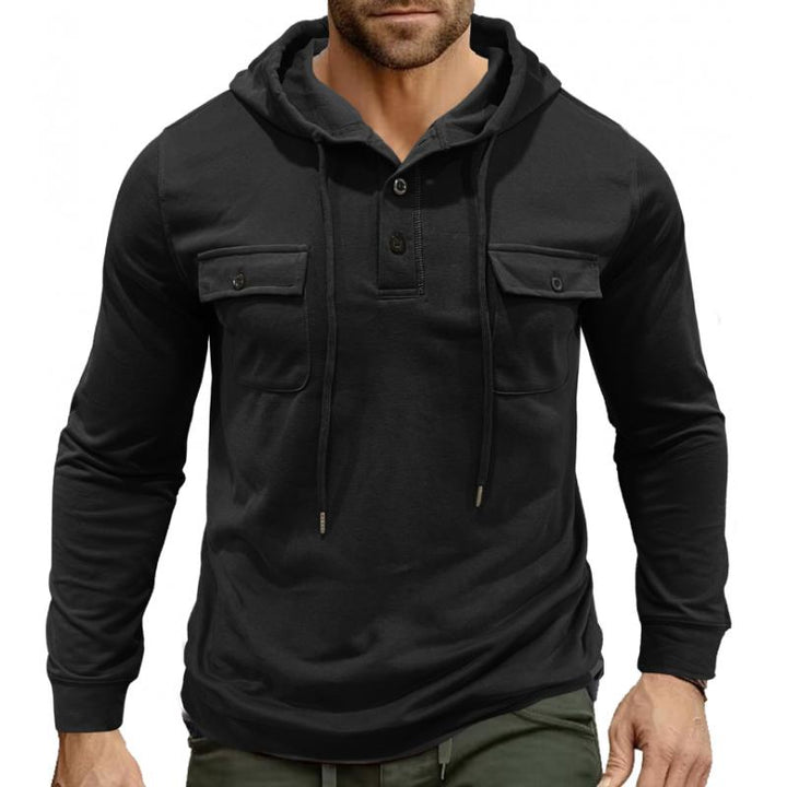 Men’s Utility Hoodie Henley | Midweight Pullover with Chest Pockets