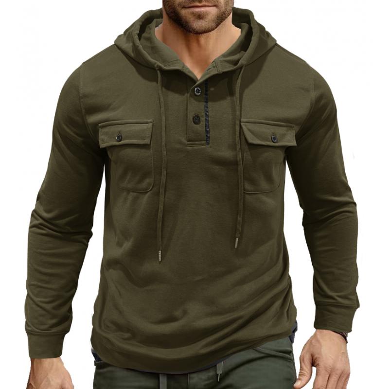 Men’s Utility Hoodie Henley | Midweight Pullover with Chest Pockets
