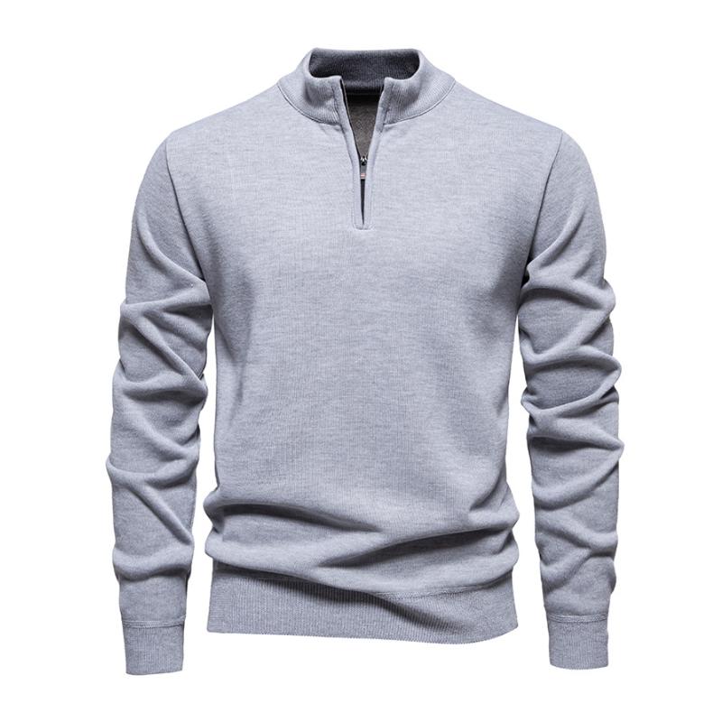 Men’s Quarter-Zip Cotton Blend Pullover | Lightweight Casual Sweater