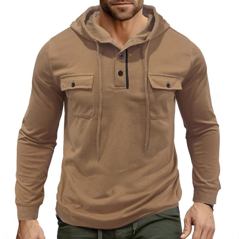 Men’s Utility Hoodie Henley | Midweight Pullover with Chest Pockets