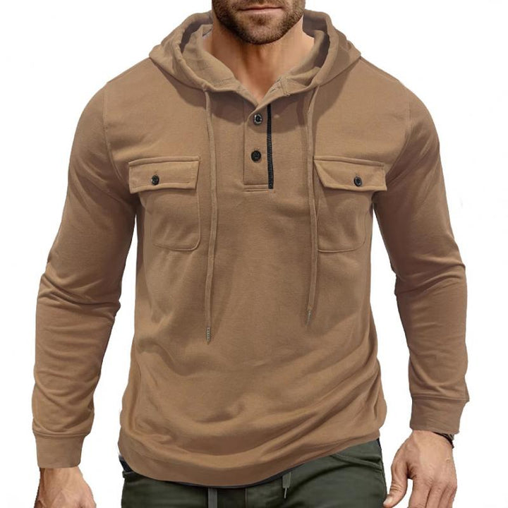 Men’s Utility Hoodie Henley | Midweight Pullover with Chest Pockets