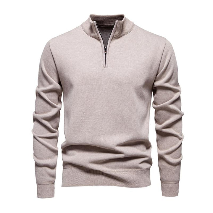 Men’s Quarter-Zip Cotton Blend Pullover | Lightweight Casual Sweater