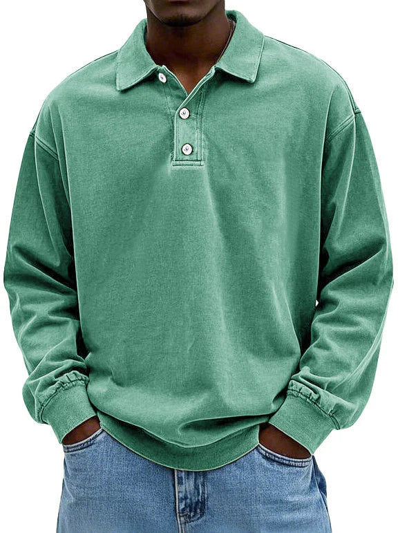 Men's Long Sleeve Polo Shirt | Relaxed Fit | Midweight Cotton Comfort
