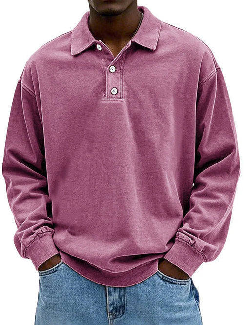 Men's Long Sleeve Polo Shirt | Relaxed Fit | Midweight Cotton Comfort