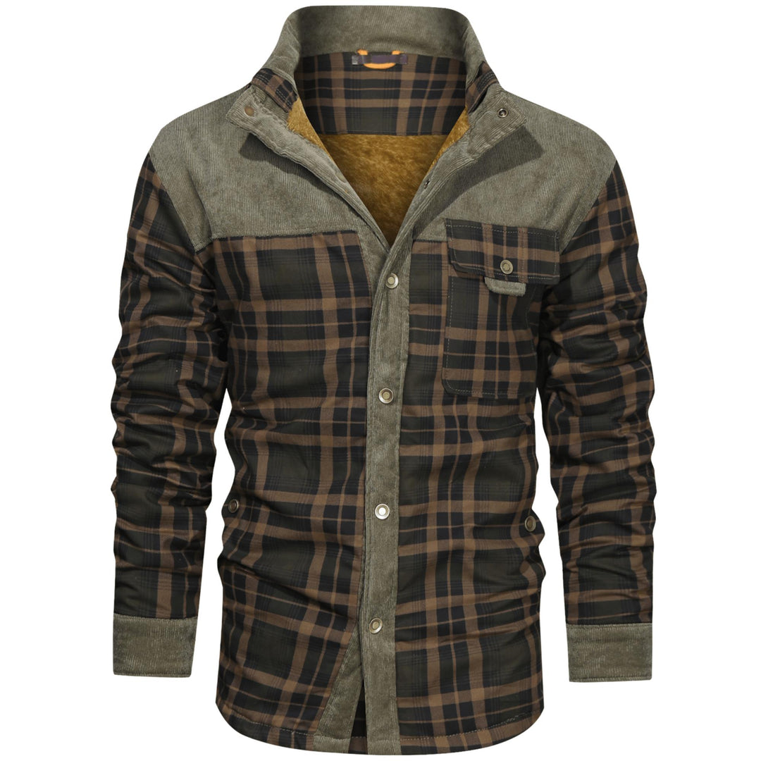 Men’s Plaid Overshirt | Contrast Yoke Shirt Jacket | Brushed Casual Layer