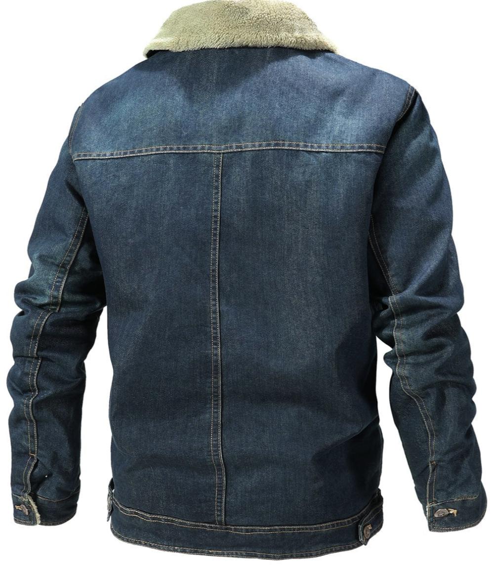 Men’s Sherpa-Lined Denim Jacket | Fleece Collar | Warm Casual Outerwear