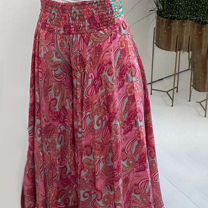 Boho Lounge Pants | Wide-Leg Fit with Printed Waistband