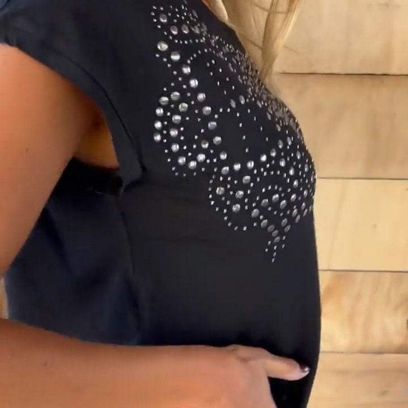 Céleste - Women's fringed printed T-shirt