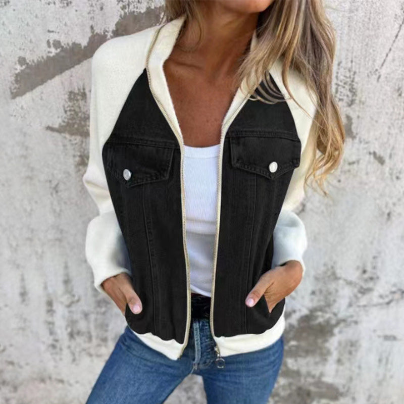 Lilia - Zippered Denim Jacket