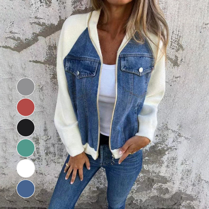 Lilia - Zippered Denim Jacket
